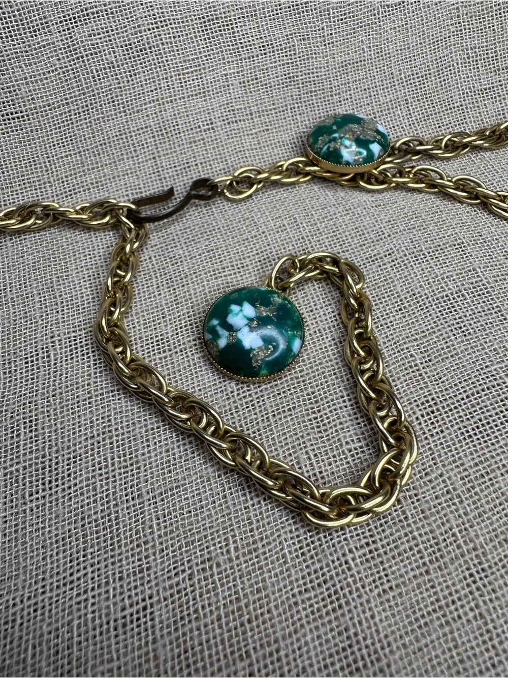 Vintage 60s 70s Confetti Cabochon Chain Belt